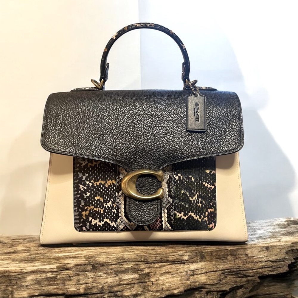 Coach Tabby Top Handle In Colorblock Snakeskin Ra… - image 1